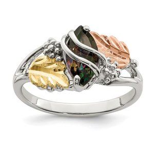 Black Hills Sterling Silver 12K Gold Accents Mystic Fire Topaz Ring